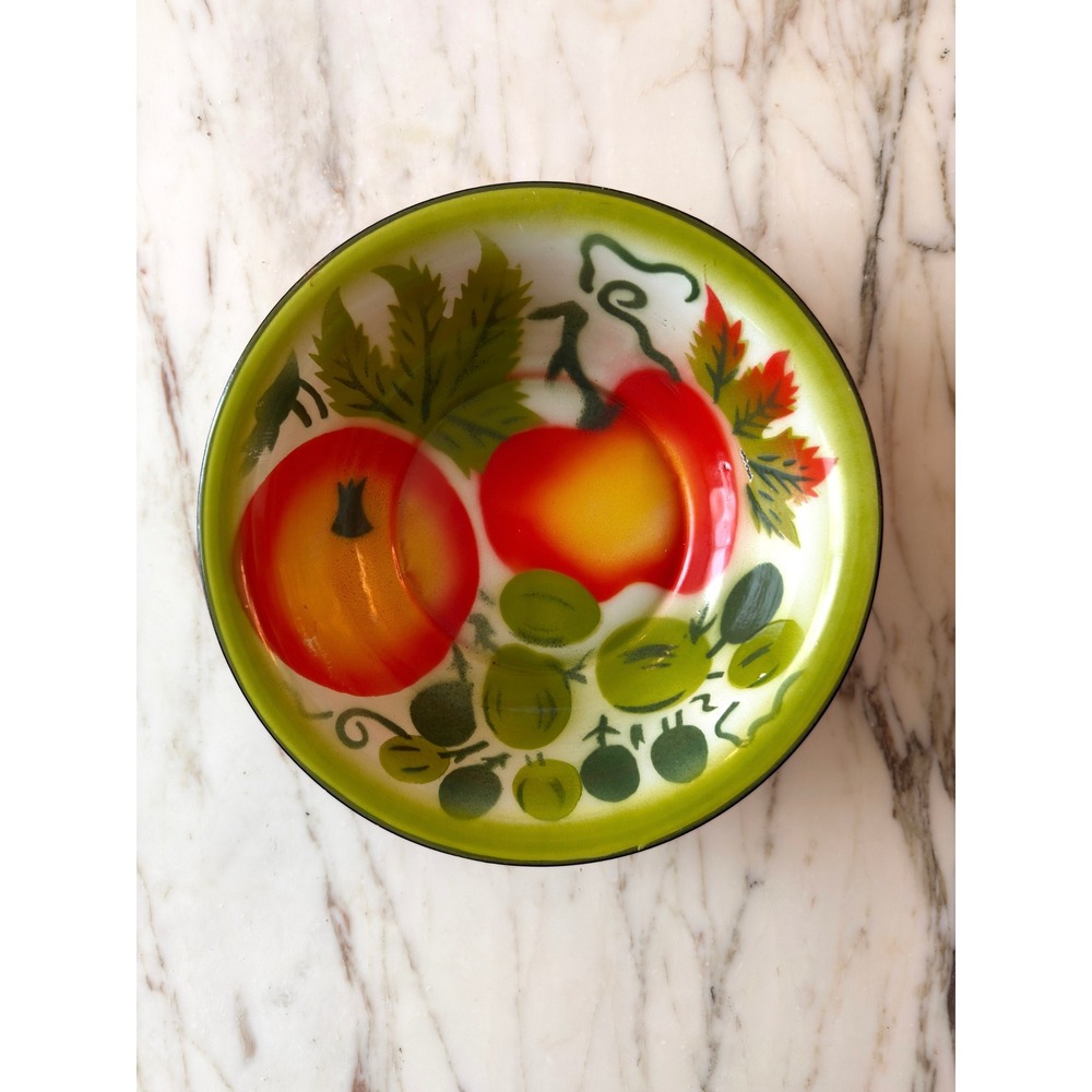 Vintage Mid Century Enamelware Fruit Wash Bowl Farmhouse Basin 15.75"
